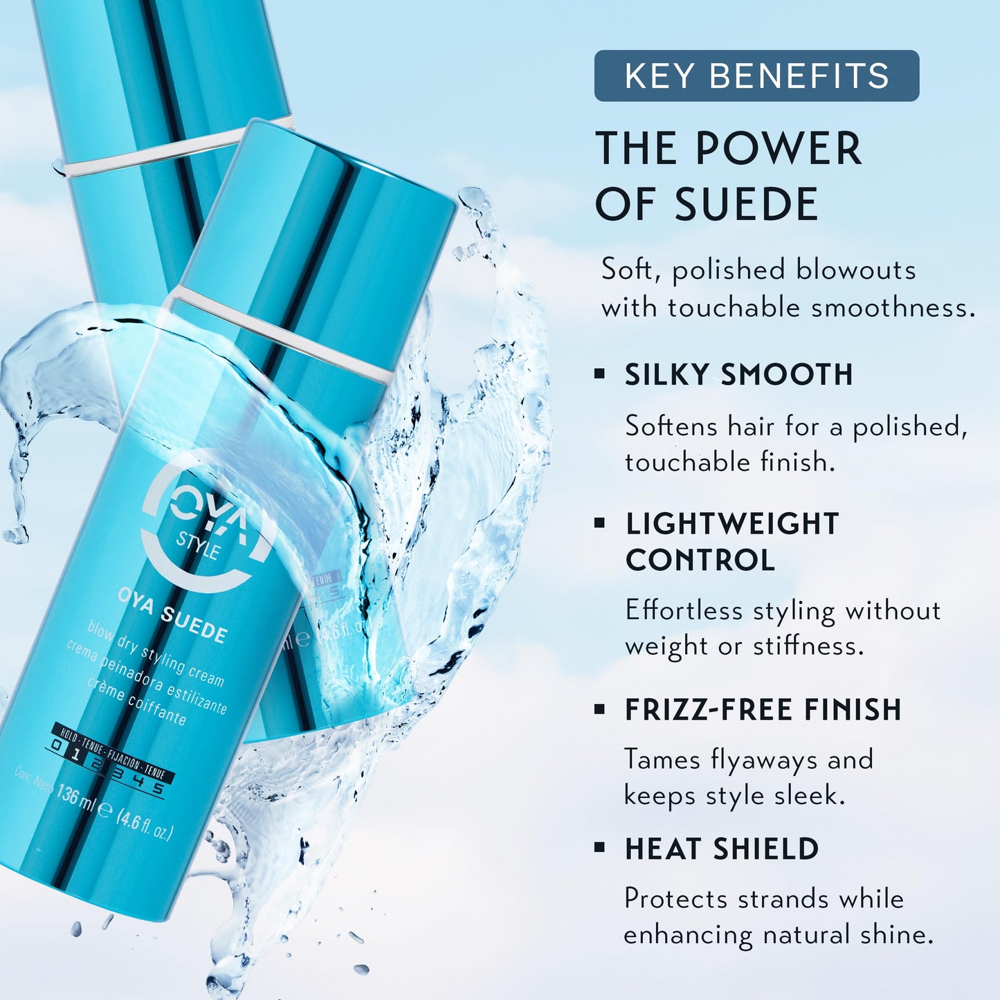 OYA Suede Blow Dry Hair Styling Cream - Versatile Lightweight Formula for Smooth, Polished & Volumized Finish - Salon Quality Jojoba Based Hydrating Beauty & Personal Care OYA