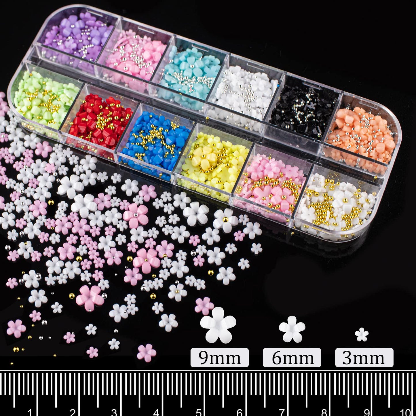 3D Flowers for Nails Art Colorful Charms Kit #2 with Caviar Beads, Blossom Rhinestones Crystal Pearls Acrylic Studs DIY Design Manicure Accessories Beauty & Personal Care BELLEBOOST