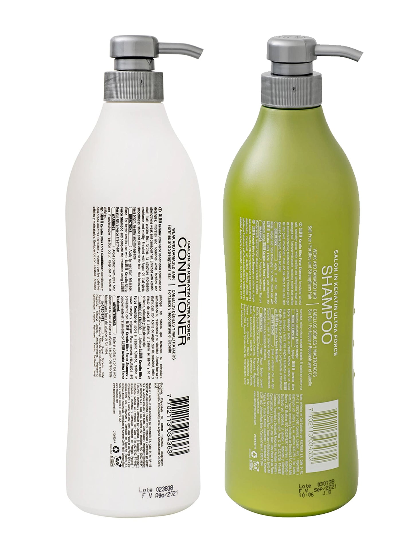Salon In by Recamier | Keratin Ultra Force Hair Shampoo and Conditioner Set (33.8 fl oz / 1000 ml) | Repair & Strength Beauty & Personal Care RECAMIER PROFESSIONAL SALON IN