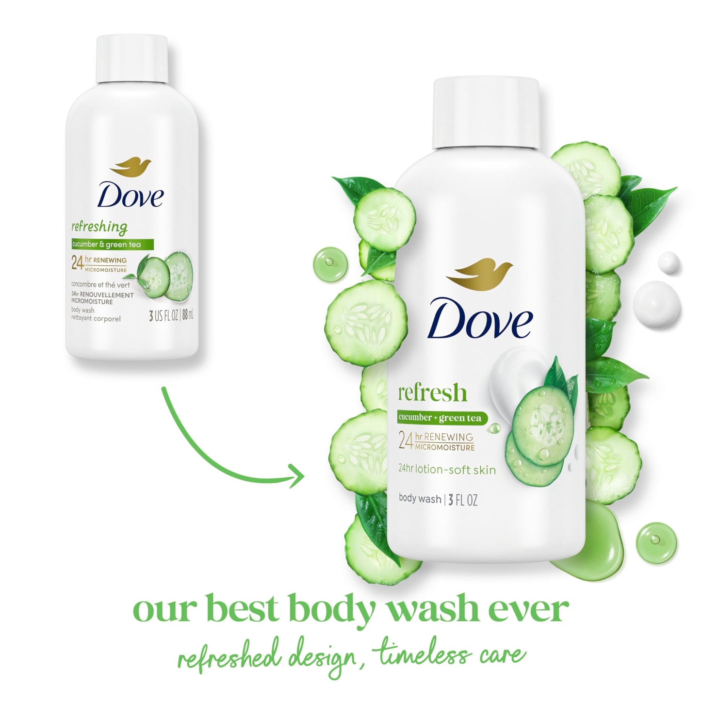Dove Travel Body Wash, Refresh, Cucumber & Green Tea, Moisturizing for Lotion-Soft Skin, 3 Oz Beauty & Personal Care Dove