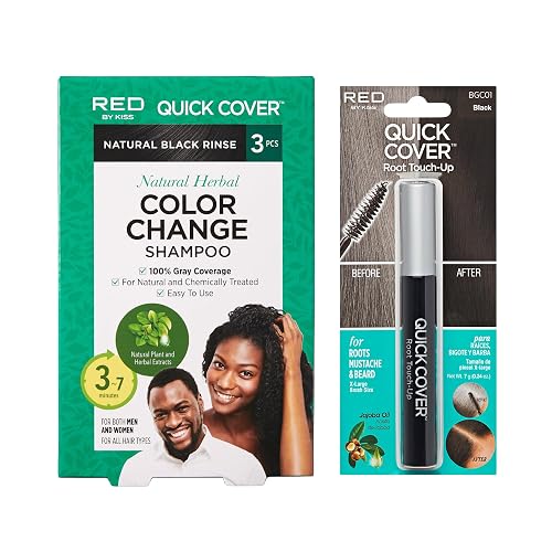 Red by Kiss Color Change Shampoo - Permanent Hair Color with 100% Gray Coverage, Quick 7-10 Minute Formula, No Tools Needed, Herbal Extracts, Includes Beauty & Personal Care Red by Kiss