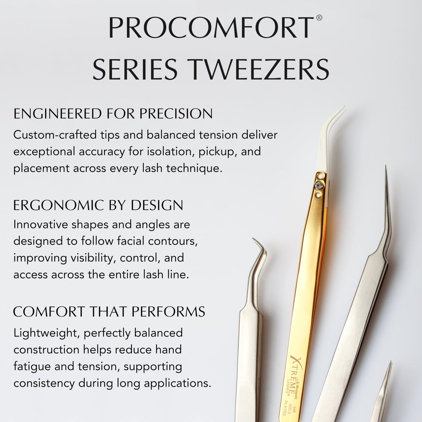 Xtreme Lashes ProComfort Professional Curved Tweezer, 5.45 Inches (13.85 CM), Stainless Steel Lash Isolation Tweezers, Ergonomic Design, Precision Beauty and Personal Care Xtreme Lashes