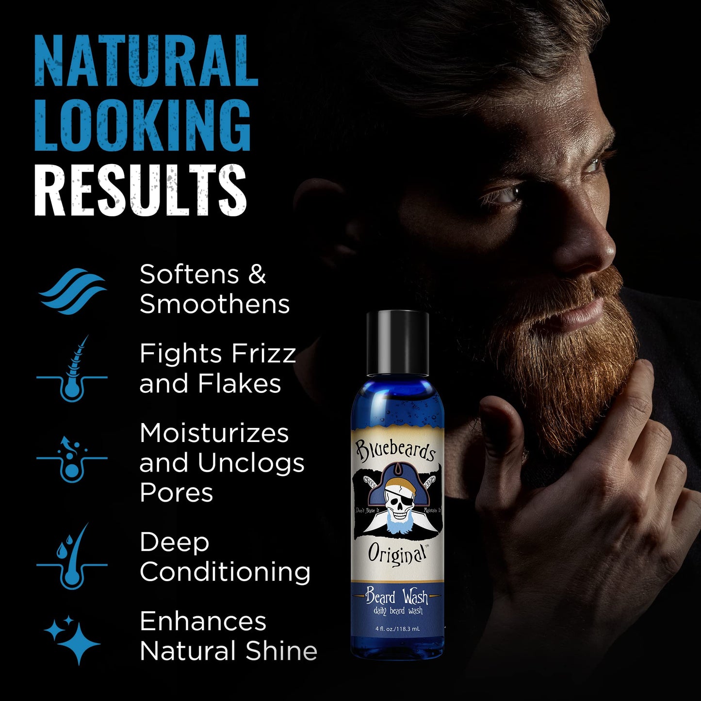 Beard Wash for Men - 4 oz Bluebeards Original Natural Beard Wash and Beard Moisturizer, Infused with Aloe & Lime - Deeply Cleans, Softens, Beauty & Personal Care Bluebeards Original