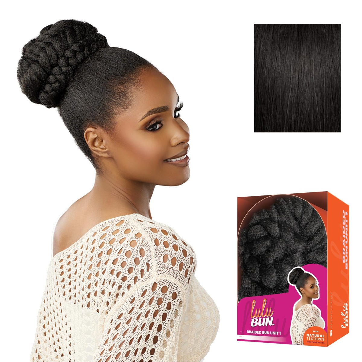 Sensationnel Lulu Bun Hair Extensions-Braided Bun Unit 1,1B OFFBLACK