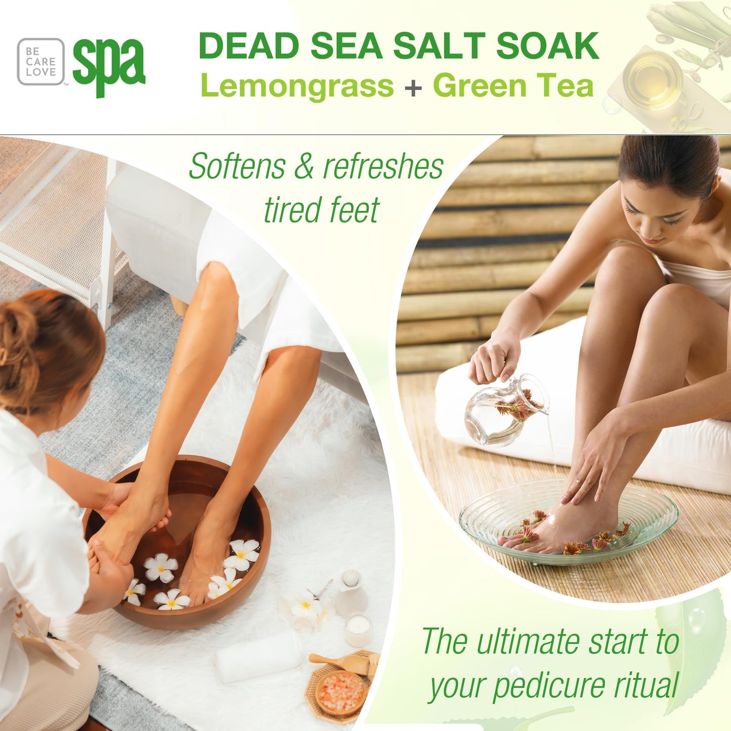 BCL SPA Dead Sea Salt Soak - Bath Salt with Organic Lemongrass + Green Tea, Shae Butter, Arnica, Aloe Vera Juice, Chamomile, Argan Oil & Jojoba Oil Beauty and Personal Care BCL SPA