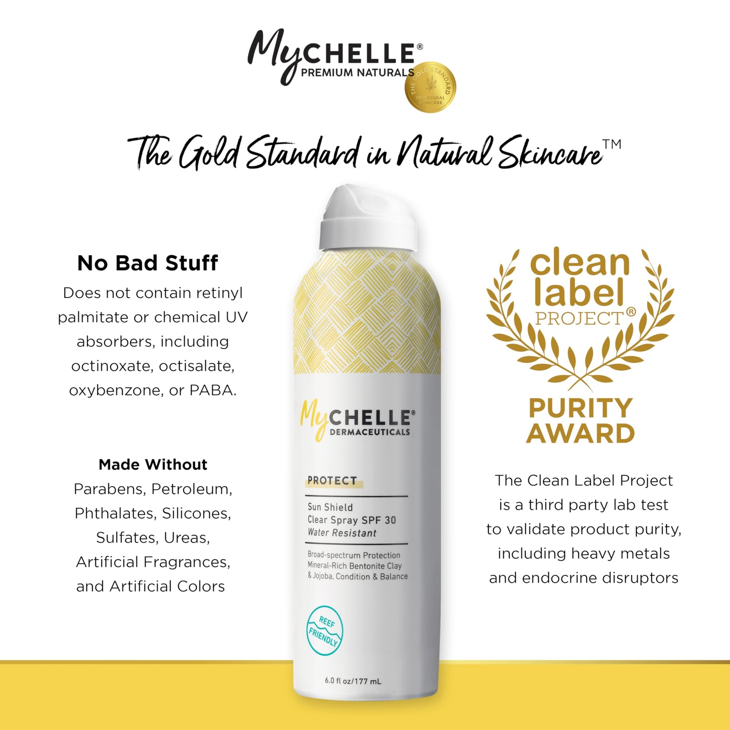 MyChelle Dermaceuticals Sun Shield Clear Spray SPF 30 (6 Fl Oz) - Liquid Zinc Sunscreen Spray with Bentonite Clay and Jojoba - Balances Oil Levels Beauty & Personal Care MyChelle Dermaceuticals