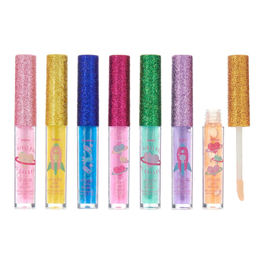 EXPRESSIONS 7pc Girls Rule The Galaxy Lip Gloss Collection For Girls Teens & Women, Flavored Lip Gloss Glitter Lip Kit Party Favors Beauty & Personal Care EXPRESSIONS