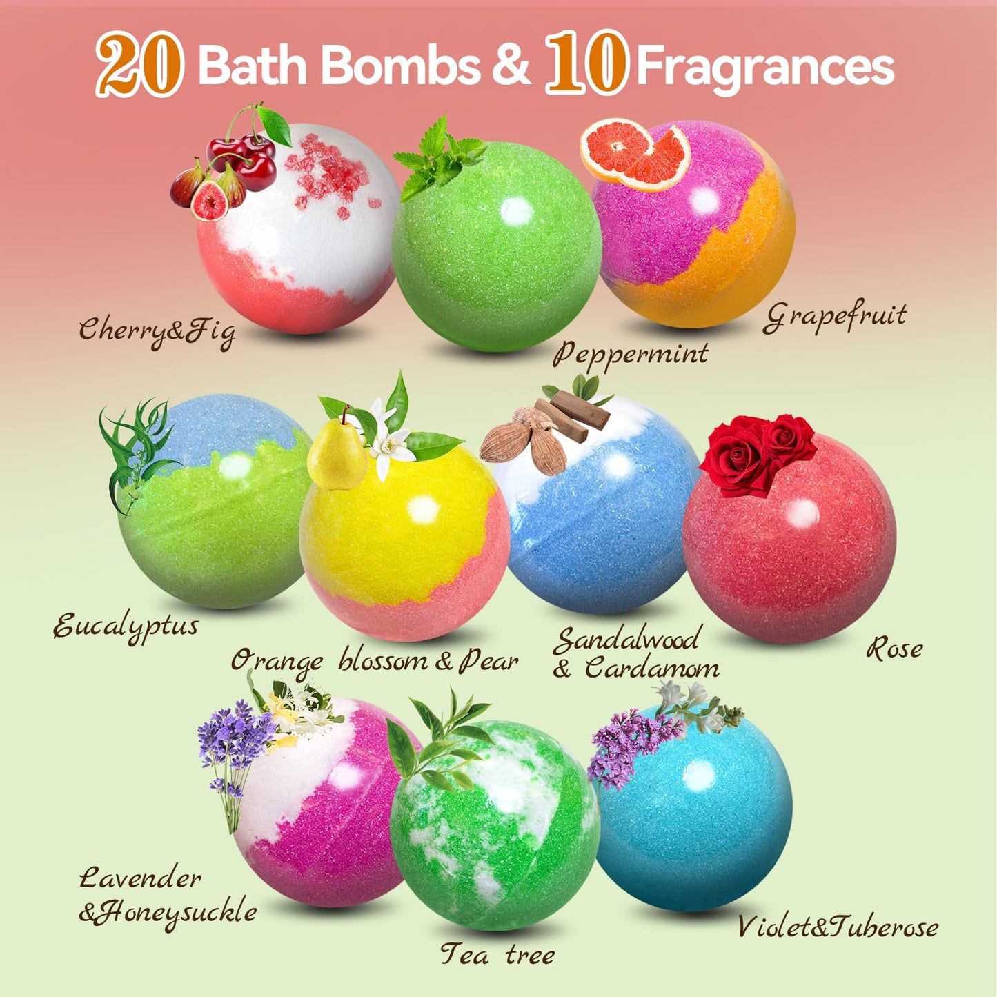 Bath Bombs for Women Gift Set, 20 Organic Bath Bombs with Essential Oil, Handmade SPA Bubble Bath for Relaxing, Gift for Her/Him, Women, Girls, Wife Beauty and Personal Care Santrela