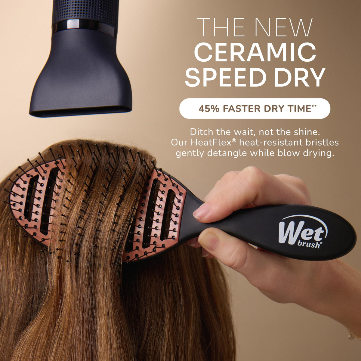 Wet Brush Ceramic Speed Dry Detangler, Black, Vented Blow-Dry Hair Brush