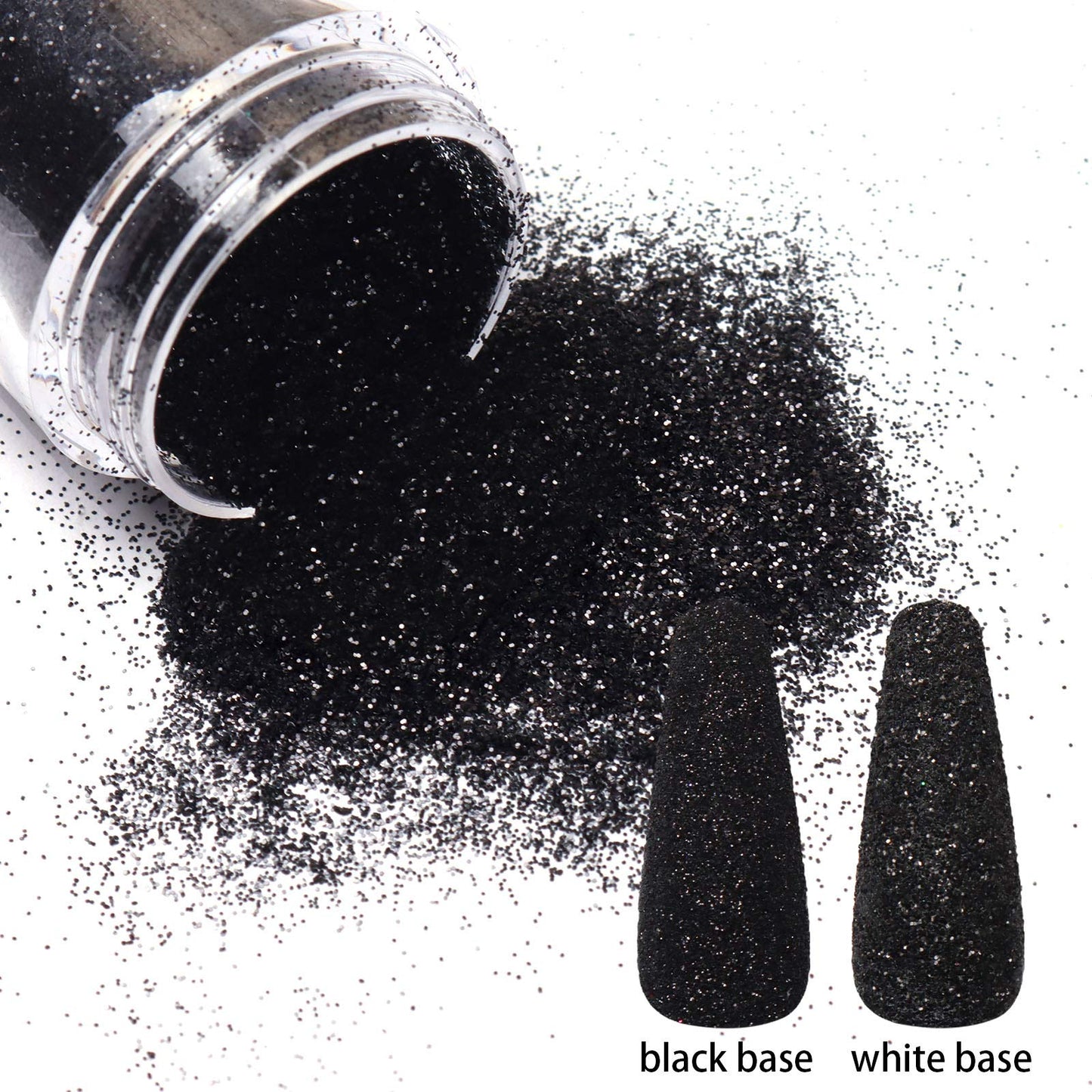 Allstarry 2 Colors Nail Glitter Dust - White Black Sand Powder Shining Sugar Effect Glitter Candy Coat Cosmetic Festival DIY Nail Art Decoration Beauty & Personal Care Allstarry