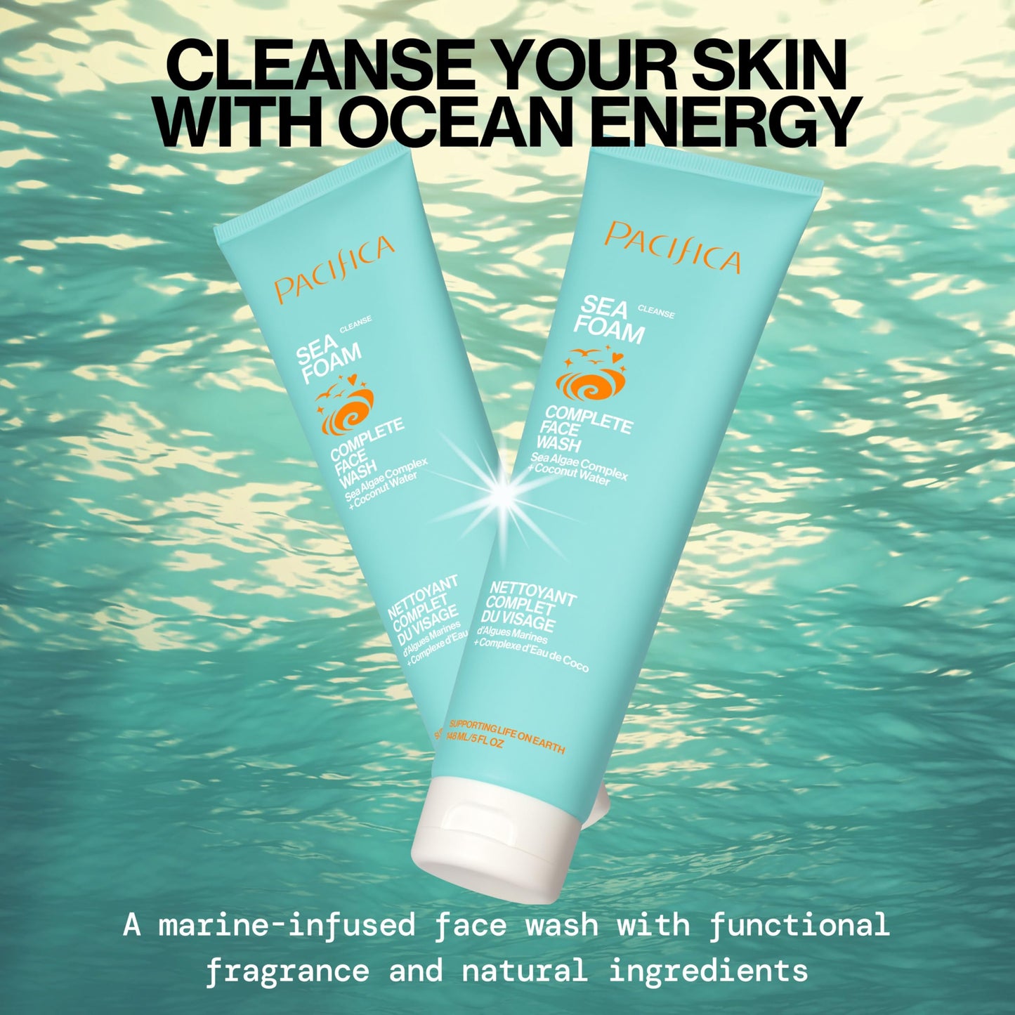 Pacifica Face Wash Set - Preppy Skincare Gift Set Value Kit for Holidays | Brightens, Tones and Deep Cleans |Glow Baby, Kale Detox and Sea Foam | 3 Beauty and Personal Care Pacifica