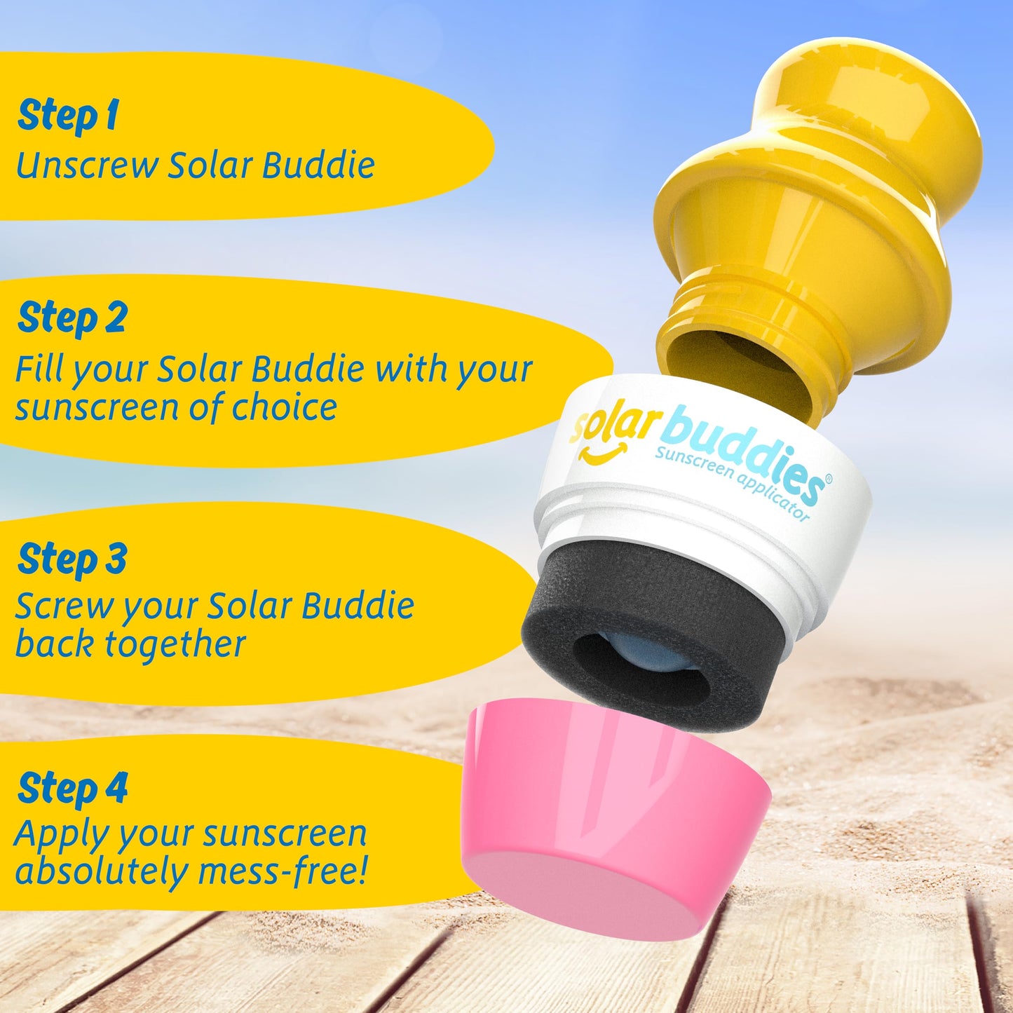 Solar Buddies Sunscreen Applicator - Blue & Pink Duo - BPA-Free Refillable Roll-on Sponge for Sunscreens & Lotions - For Kids, Adults & Families Beauty and Personal Care Solar Buddies