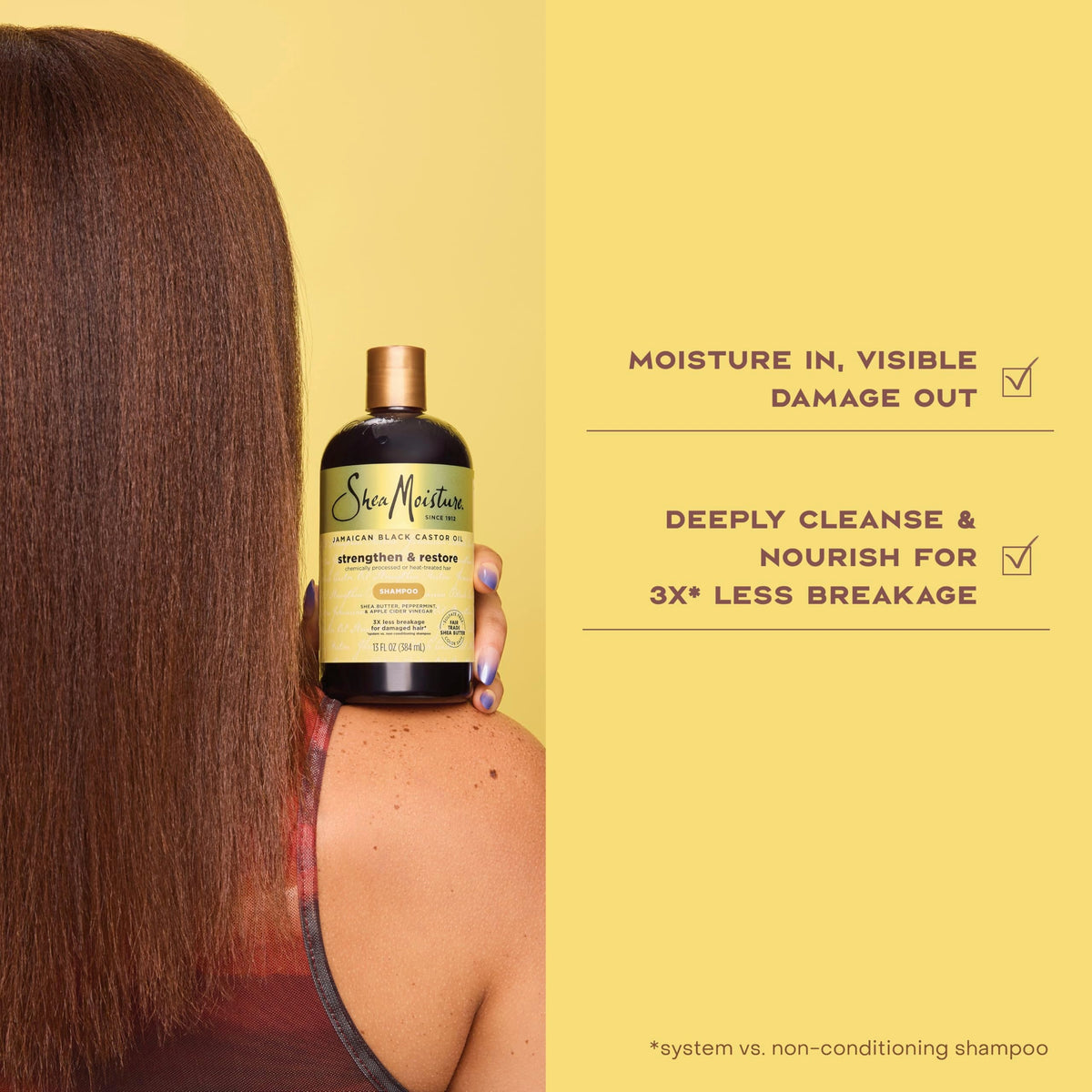 SheaMoisture Strengthen and Restore Shampoo Pure Jamaican Black Castor Oil for Damaged Hair To Cleanse and Nourish Hair 13 oz Beauty & Personal Care SheaMoisture