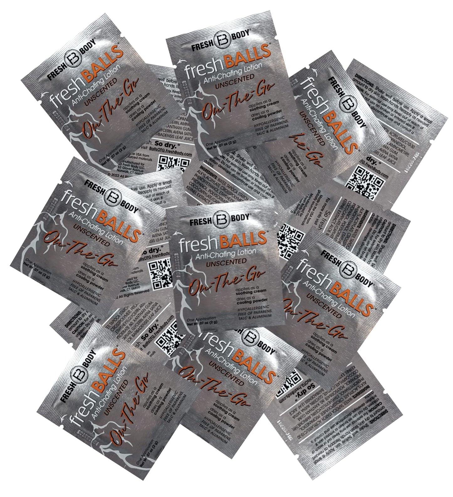 Fresh Body FB Balls On-The-Go Anti-Chafing Lotion, 0.07 Fl Oz Travel Size Packet - Men's Soothing Cream to Powder - Ball Deodorant and Hygiene Beauty and Personal Care Fresh Body FB