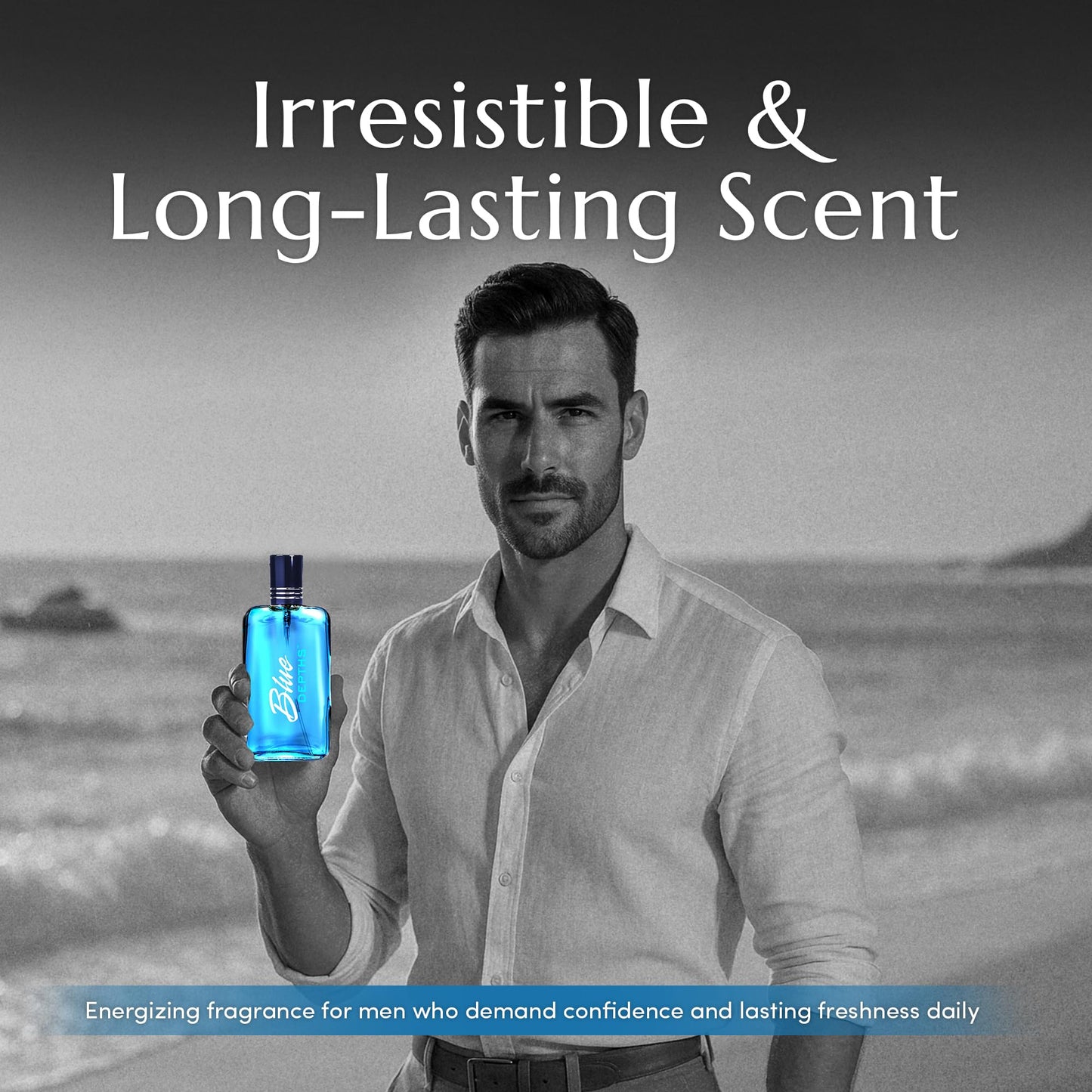 PB ParfumsBelcam Blue Depths Eau de Toilette Fragrance Spray - 3.4 Fl Oz. Fresh Aquatic Cologne for Men with Crisp Citrus, Warm Musk & Amber Scent Beauty & Personal Care PB ParfumsBelcam
