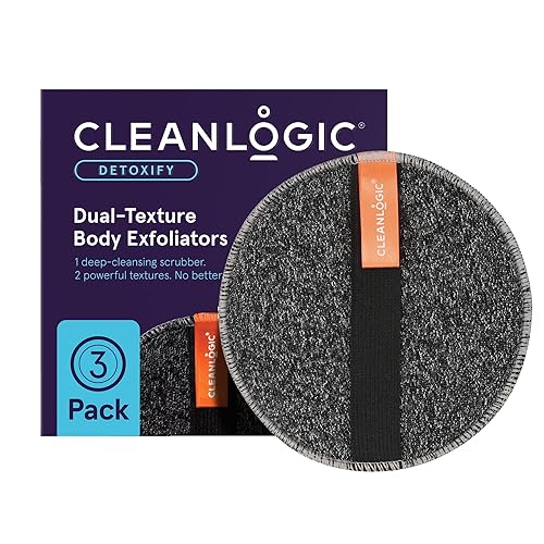 Cleanlogic Detoxify Purifying Charcoal Infused Exfoliating Body Scrubber, Dual-Texture Round Exfoliator Tool for Smooth, Clean Skin, Daily Skincare Beauty & Personal Care Cleanlogic