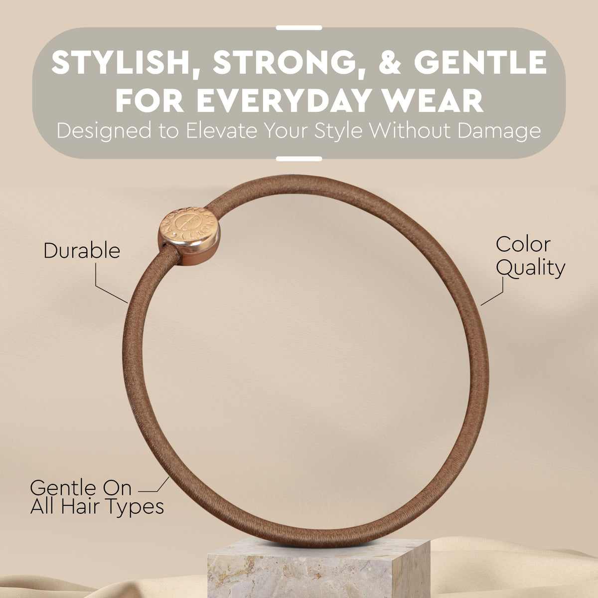 Signature Pony Tail Holders with sterling gem to secure and add a stylish touch (10 Pack) (Blue/Grey)