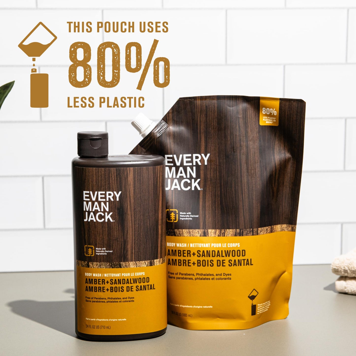 Every Man Jack Amber + Sandalwood Mens Body Wash Refill Starter Pouch - Cleanse, Nourish, and Hydrate Skin - Naturally Derived Ingredients - Paraben Beauty & Personal Care Every Man Jack