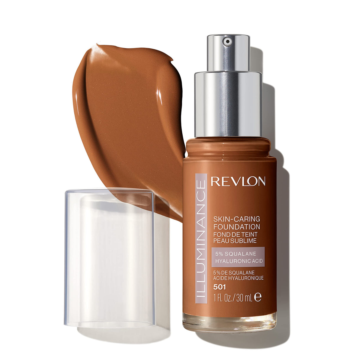 Revlon Illuminance Skin-Caring Liquid Foundation, Hyaluronic Acid, Hydrating and Nourishing Formula with Medium Coverage, 501 Toasted Caramel, 1 fl oz Beauty & Personal Care REVLON