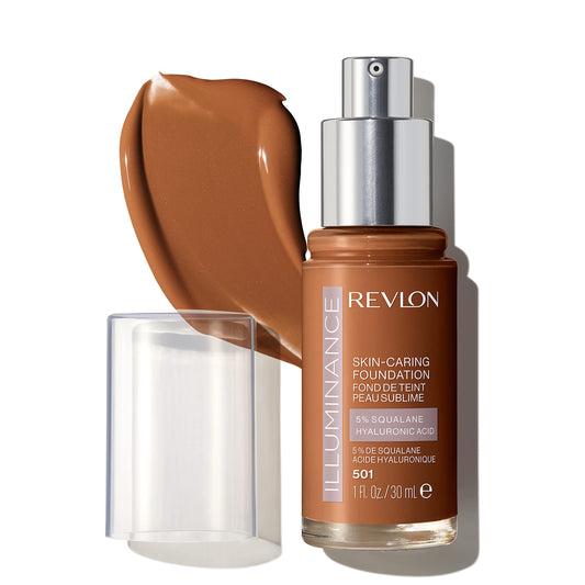 Revlon Illuminance Skin-Caring Liquid Foundation, Hyaluronic Acid, Hydrating and Nourishing Formula with Medium Coverage, 501 Toasted Caramel, 1 fl oz Beauty & Personal Care REVLON