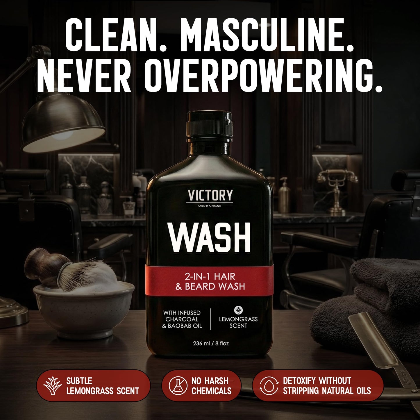 Victory Barber & Brand Beard Wash - Made in USA, Men's All-in-One Shampoo and Conditioner, Hydrating, Smoothening, Softening, 8.4 Fl Oz Beauty and Personal Care Victory Barber & Brand