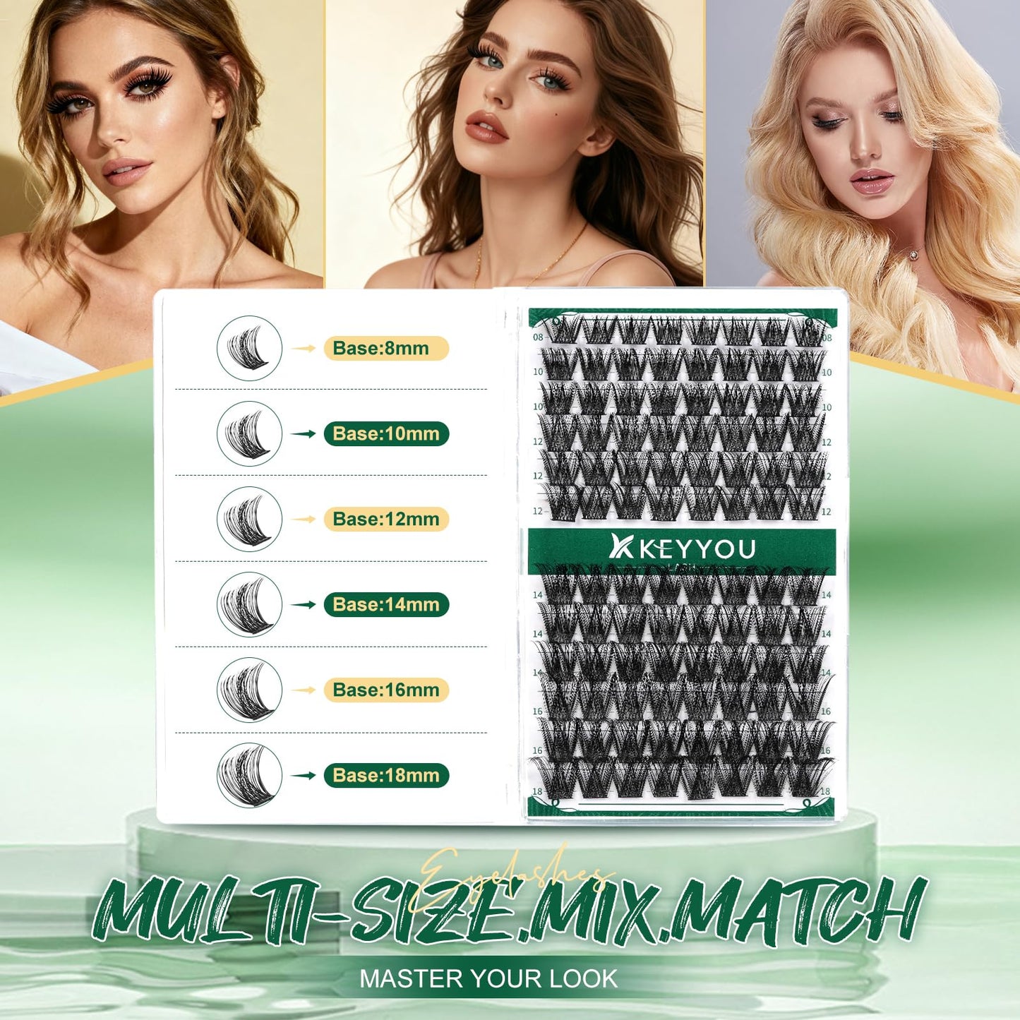 Lash Clusters,96 Pcs Cluster Lashes D Curl 10-18MIX DIY Lash Extensions Eyelash Clusters,KEYYOU Volume Wispy Individual Lashes Soft&Comfortable Easy Beauty and Personal Care KEYYOU