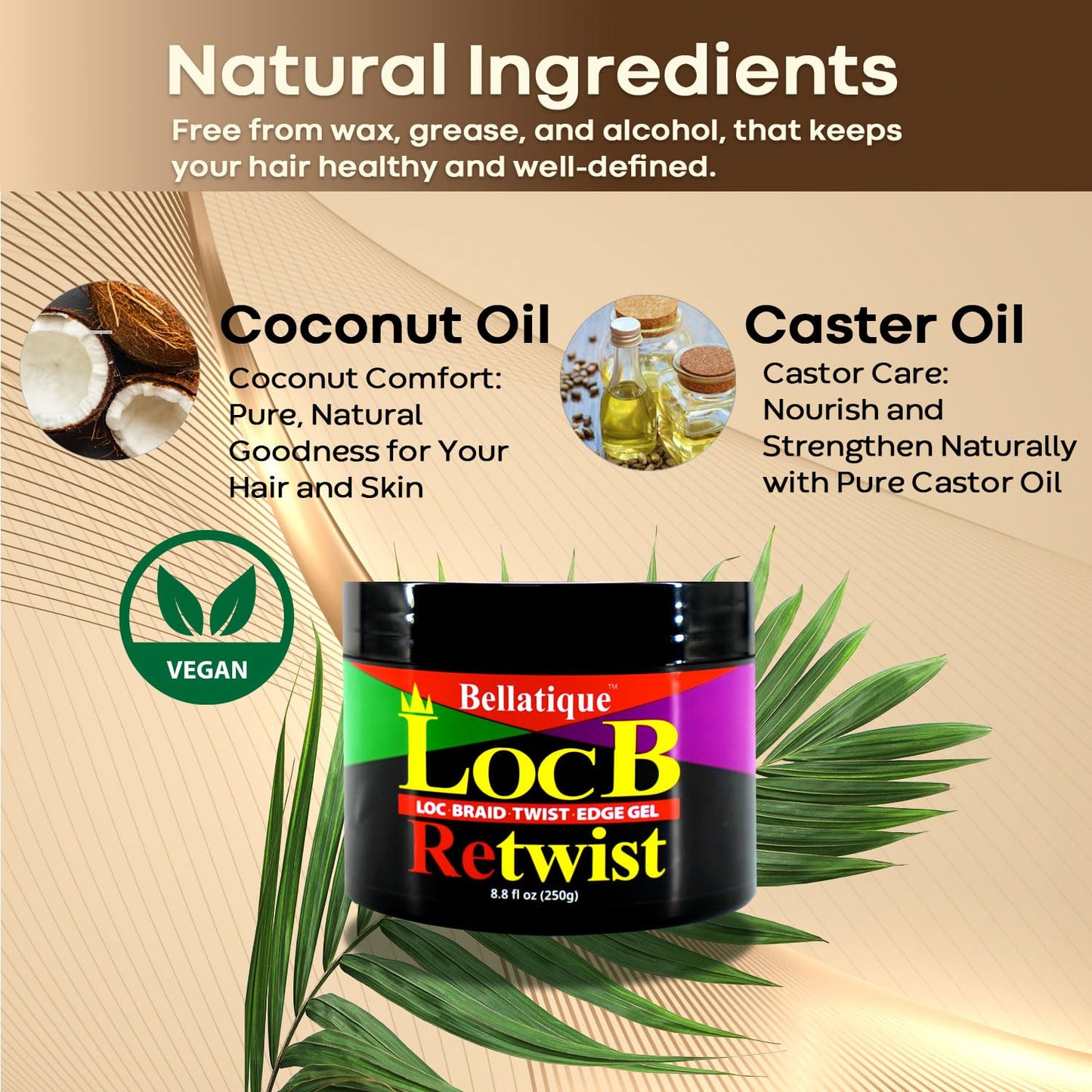 Loc B Retwist Loc, Braid, Twist, Edge Gel for Natural, Relaxed, Dry, Dull, & Brittle Hair (8.81 oz) Beauty & Personal Care BELLATIQUE