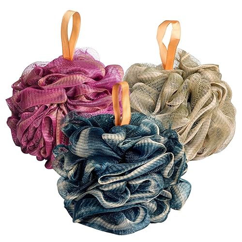 Fishent Bath Sponge Shower Loofahs 60g, 3 Pack Soft Net Body Scrubber, Durable Mesh Shower Pouf Bath Loofah Sponge Body Wash Puff for Women and Men Beauty & Personal Care Fishent