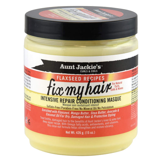 Aunt Jackie's Flaxseed Recipes Fix My Hair, Intensive Repair Conditioning Masque, Helps Prevent and Repair Damaged Hair, 15 Ounce jar Beauty & Personal Care Aunt Jackie's
