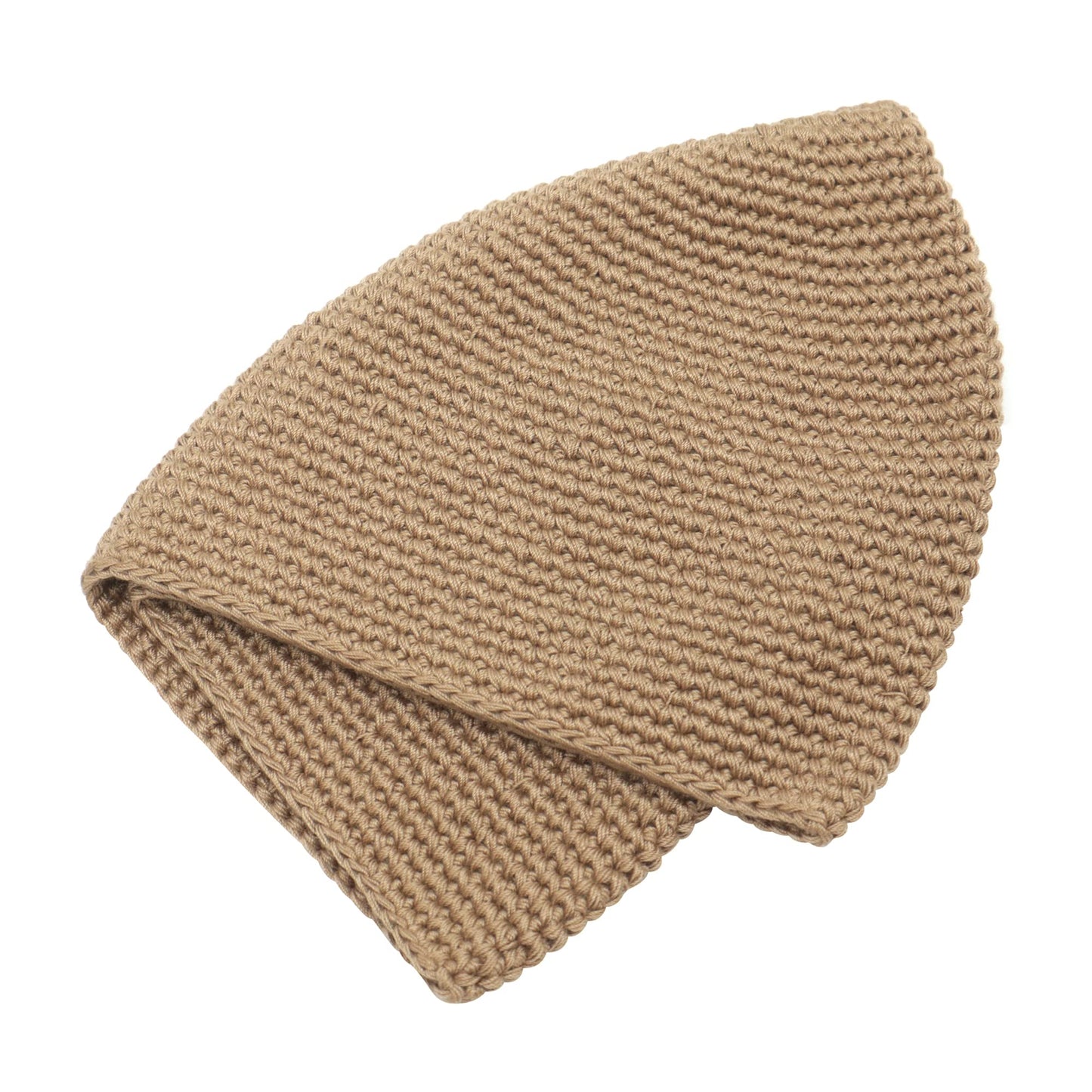 TheKufi Cotton Kufi Skull Cap - Light Brown Hand-Crocheted 100% Cotton Head Cover (L = 23" (58.5cm)) Beauty and Personal Care TheKufi