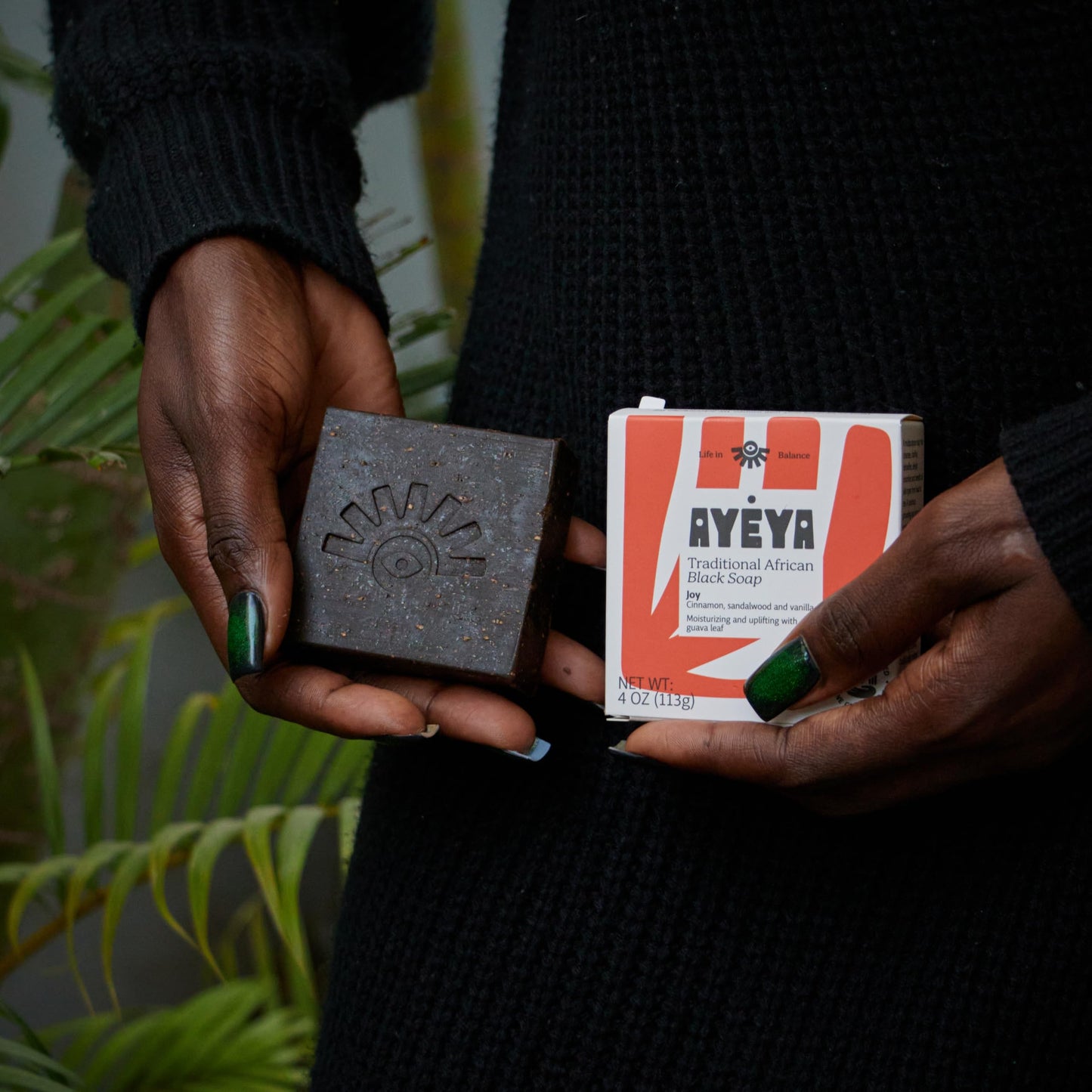 AYÉYA African Black Soap Bar, Cinnamon, Sandalwood & Vanilla (Joy) - Exfoliating Bar Soap for Dry, Combination, Sensitive, Acne-Prone Skin, 4 Oz Beauty & Personal Care Ayeya