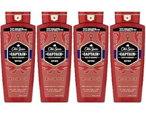Old Spice Captain Scent of Bergamot Body Wash 21 fl oz - Pack of 4 Beauty & Personal Care Old Spice