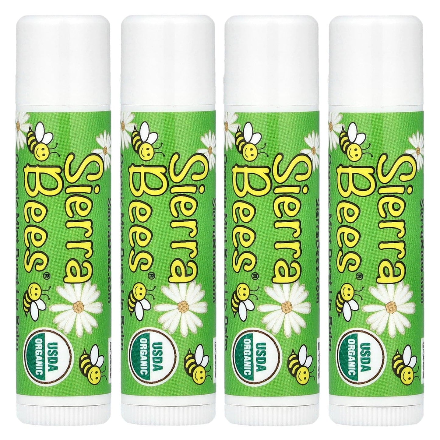 Sierra Bees Organic Lip Balms, Mint Burst, 4 Pack, 0.15 oz (4.25 g) Each Beauty and Personal Care Sierra Bees