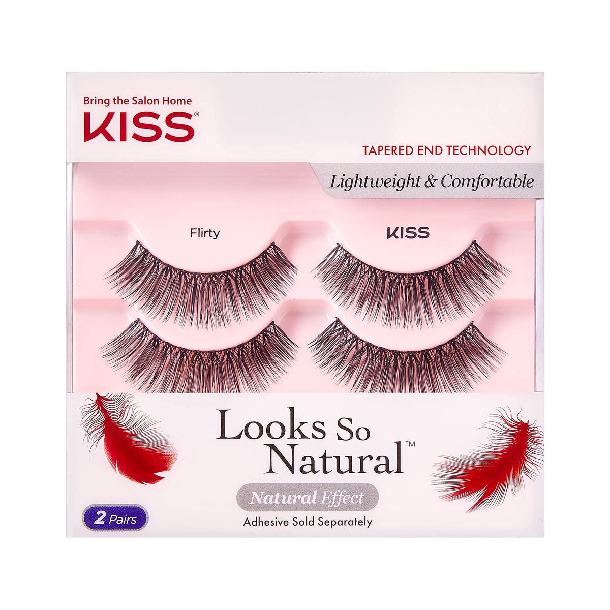 KISS Looks So Natural False Eyelashes Double Pack, Lightweight & Comfortable, Tapered End Technology, Reusable, Cruelty-Free, Contact Lens Friendly Beauty & Personal Care KISS