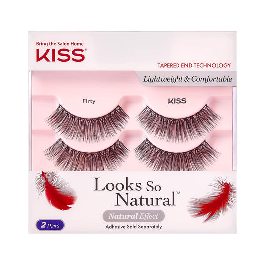 KISS Looks So Natural False Eyelashes Double Pack, Lightweight & Comfortable, Tapered End Technology, Reusable, Cruelty-Free, Contact Lens Friendly Beauty & Personal Care KISS