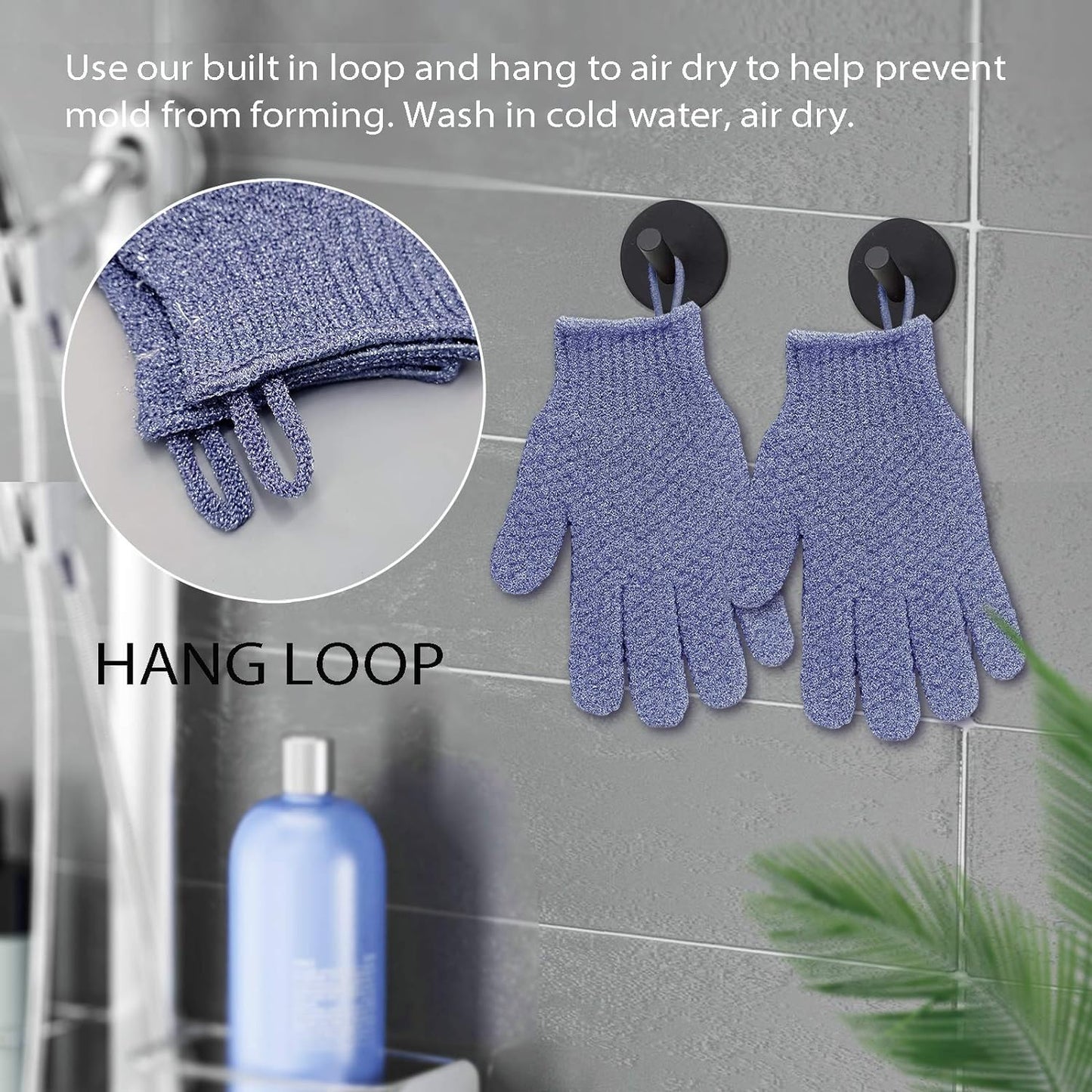 Evridwear Exfoliating Dual Texture Bath Gloves for Shower, Spa, Massage and Body Scrubs, Dead Skin Cell Remover, Gloves with Hanging Loop (1 Pair Beauty and Personal Care Evridwear