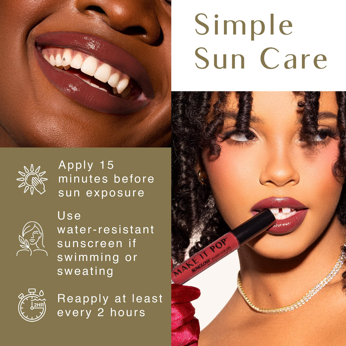 BLACK GIRL SUNSCREEN - Make It Pop Sungloss - Revolutionary Sun Protection and Gloss in One - SPF 50 (Cherry Noir)