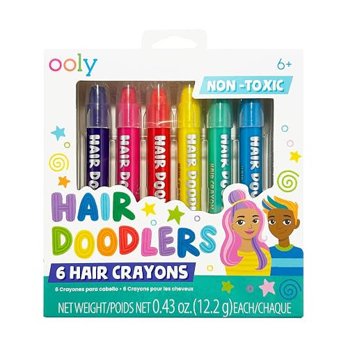 OOLY Hair Doodlers Hair Crayons for Kids - Set of 6 Washable Temporary Hair Color Crayons, Quick Drying, Fragrance Free, Ages 6+ Beauty & Personal Care Ooly