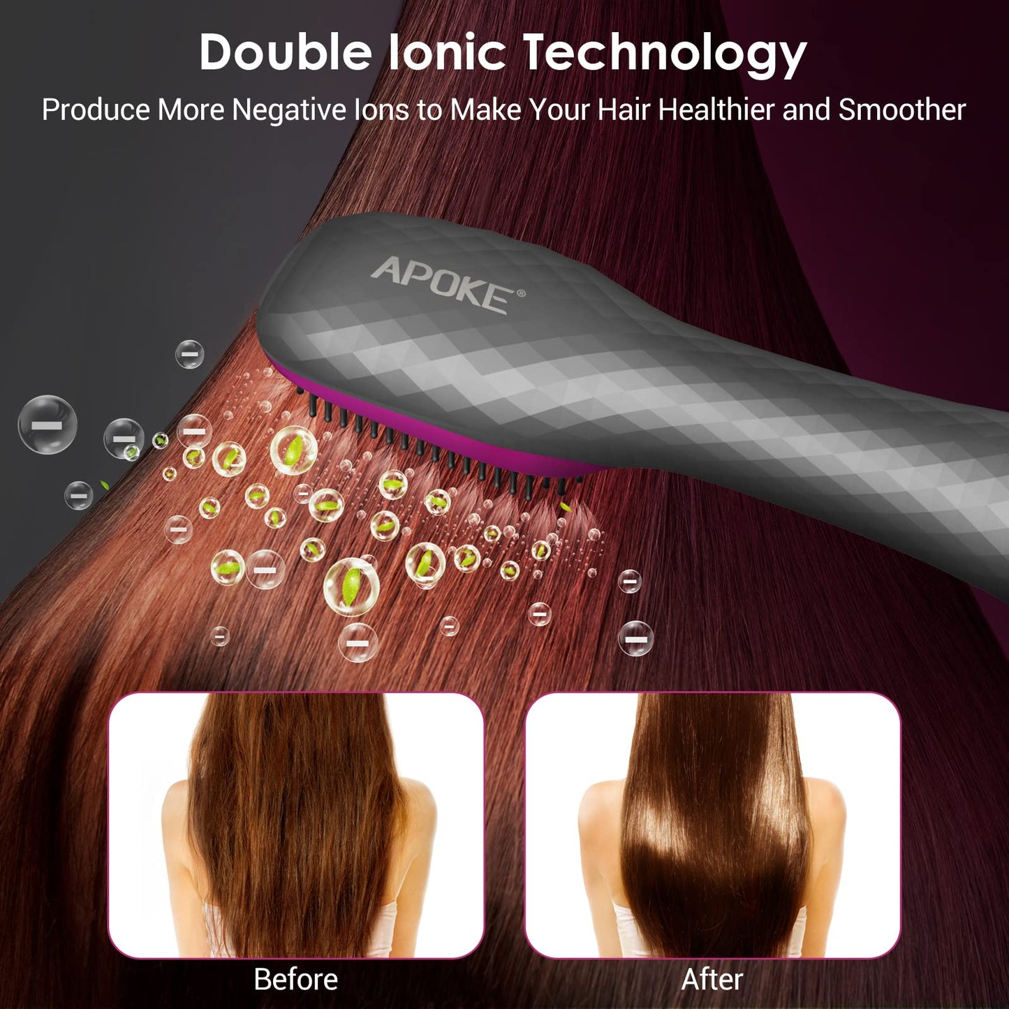 APOKE 3 in 1 Hair Dryer Brush Professional 1200W Powerful Ceramic Tourmaline 3 Heat/2 Speed Settings One Step Hair Dryer and Styler (Gray) Beauty & Personal Care APOKE