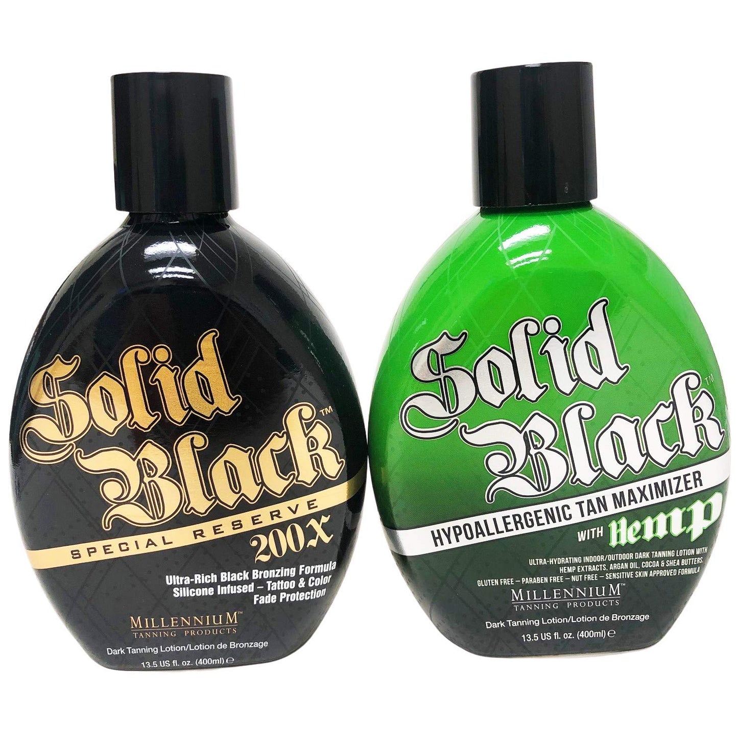 2 Pack - Millennium Tanning Solid Black Special Reserve 200x + Millennium Tanning Solid Black Hypoallergenic Tan Maximizer w Hemp Beauty & Personal Care Millennium Tanning