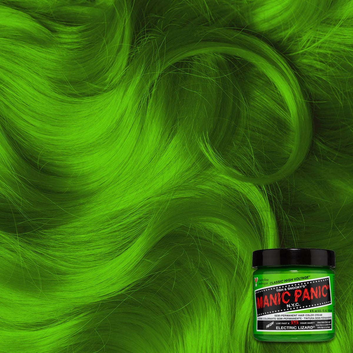 MANIC PANIC Classic Electric Lizard Semi Permanent Hair Color - Bright Neon Green Hair Dye for Women & Men That Lasts 4-6 Weeks - Vegan, Ammonia Beauty & Personal Care MANIC PANIC
