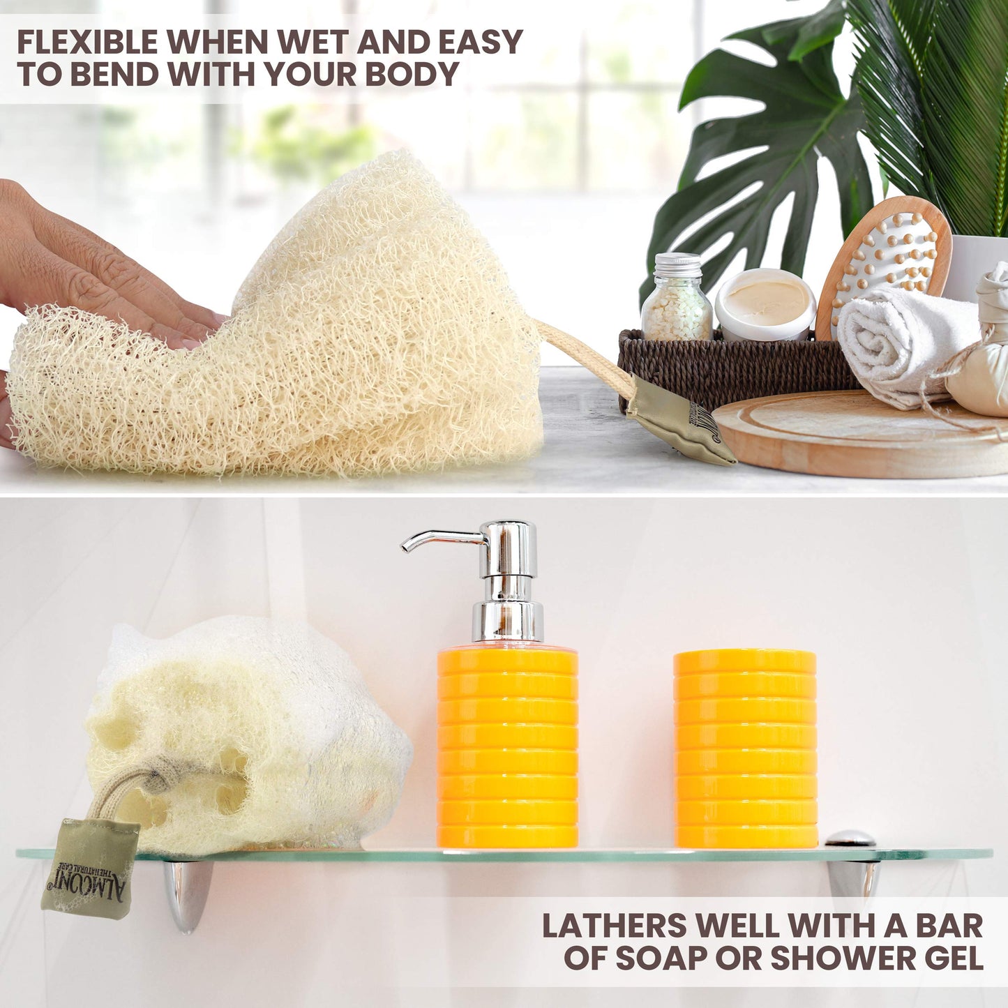 Almooni Egyptian Loofah Exfoliating Body Scrubber, Natural Real Egyptian Shower Loofah Sponge Body Scrubber for Women and Men, for Body and Face That Beauty & Personal Care ALMOONI