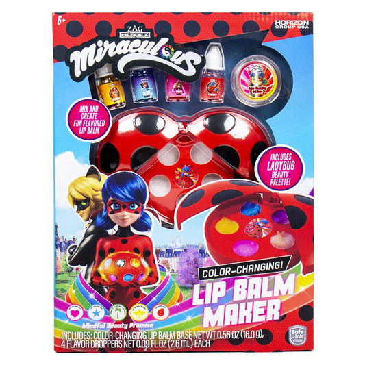 Miraculous Color-Changing Lip Balm Maker, Make Your Own Ladybug Lip Gloss Kit, Travel-Friendly Lip Balm Palette Great for Miraculous Parties Beauty & Personal Care Horizon Group USA
