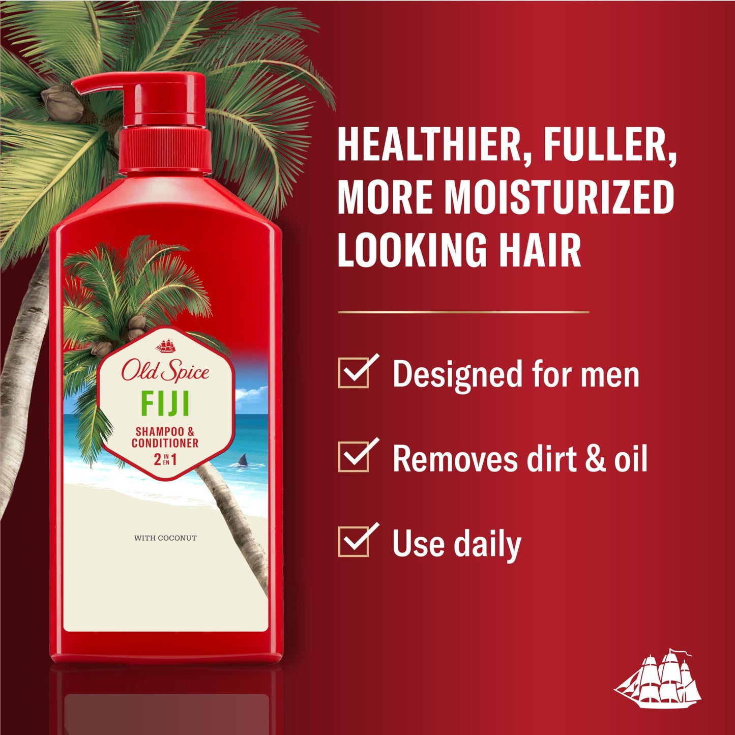 Old Spice Mens 2-in-1 Shampoo and Conditioner Set, Fiji, Coconut & Tropical Wood Scent, For All Hair Types, Healthier, Fuller, Moisturized Looking Beauty and Personal Care Old Spice