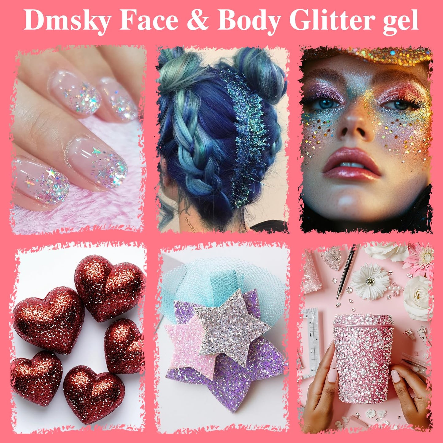 14 Colors Body Glitter,Face Glitter Makeup for Kids Women,Sparkly Chunky Hair Glitter for Eye Lip Nails,Mardi Gras Glitter Makeup Face Paint,Singer Beauty & Personal Care Dmsky