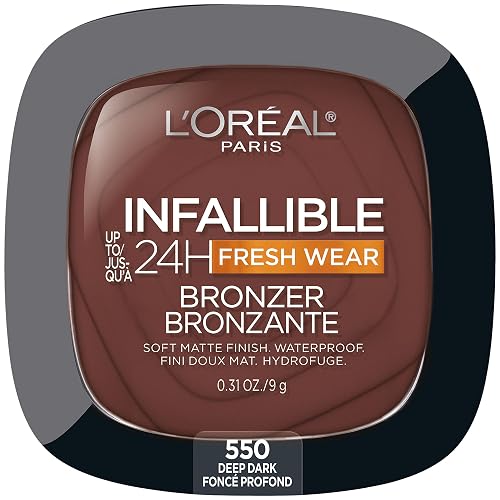 L'Oreal Paris Infallible Up to 24H Fresh Wear Soft Matte Longwear Bronzer. Waterproof, heatproof, Transfer, humidity and sweatproof, Deep Dark, 0.31 Beauty & Personal Care L'Oreal Paris