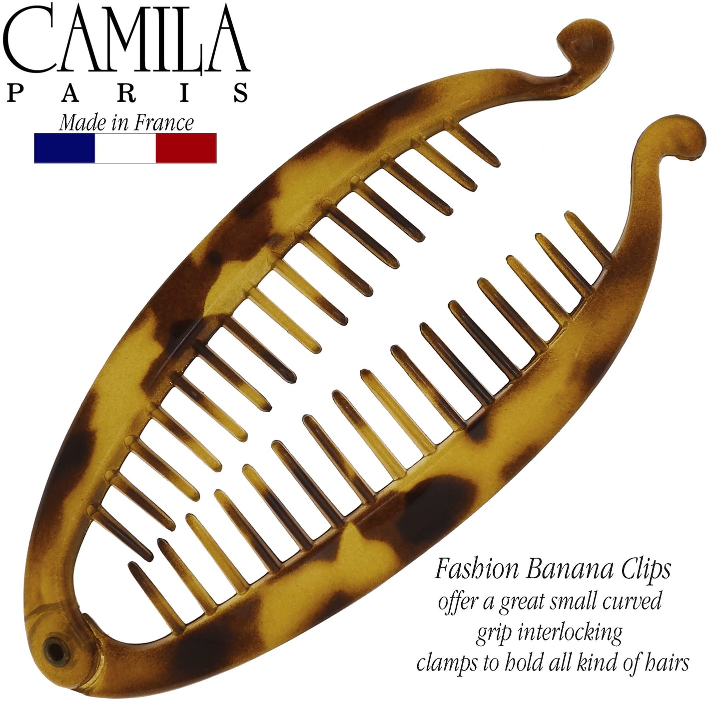 Camila Paris CP1272 French Banana Clip Hair Comb, Classic Hair Banana Clips for Girls Updo Ponytail Holder Interlocking, Fashion Durable Styling Hair Beauty & Personal Care Camila