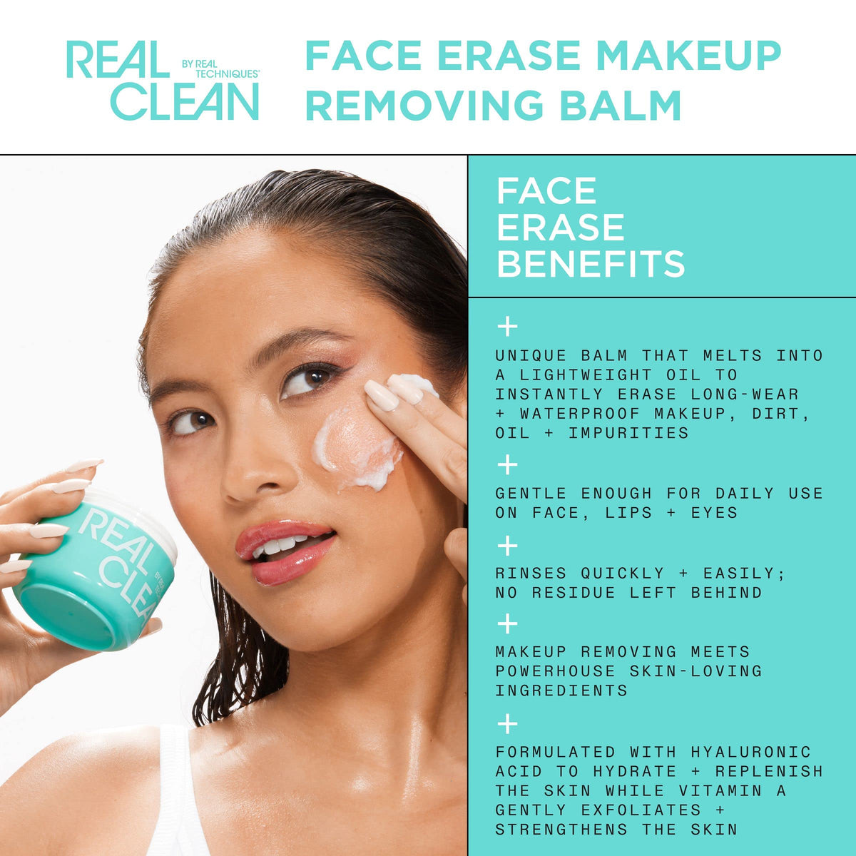 Real Techniques Real Clean Face Erase Makeup Removing Balm, Cleansing Balm
