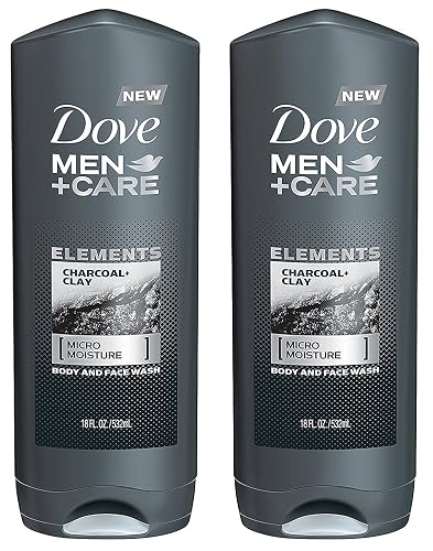 Dove Men + Care Body And Face Wash - Elements - Charcoal + Clay - Net Wt. 18 FL OZ (532 mL) Per Bottle - Pack of 2 Bottles Beauty & Personal Care Dove