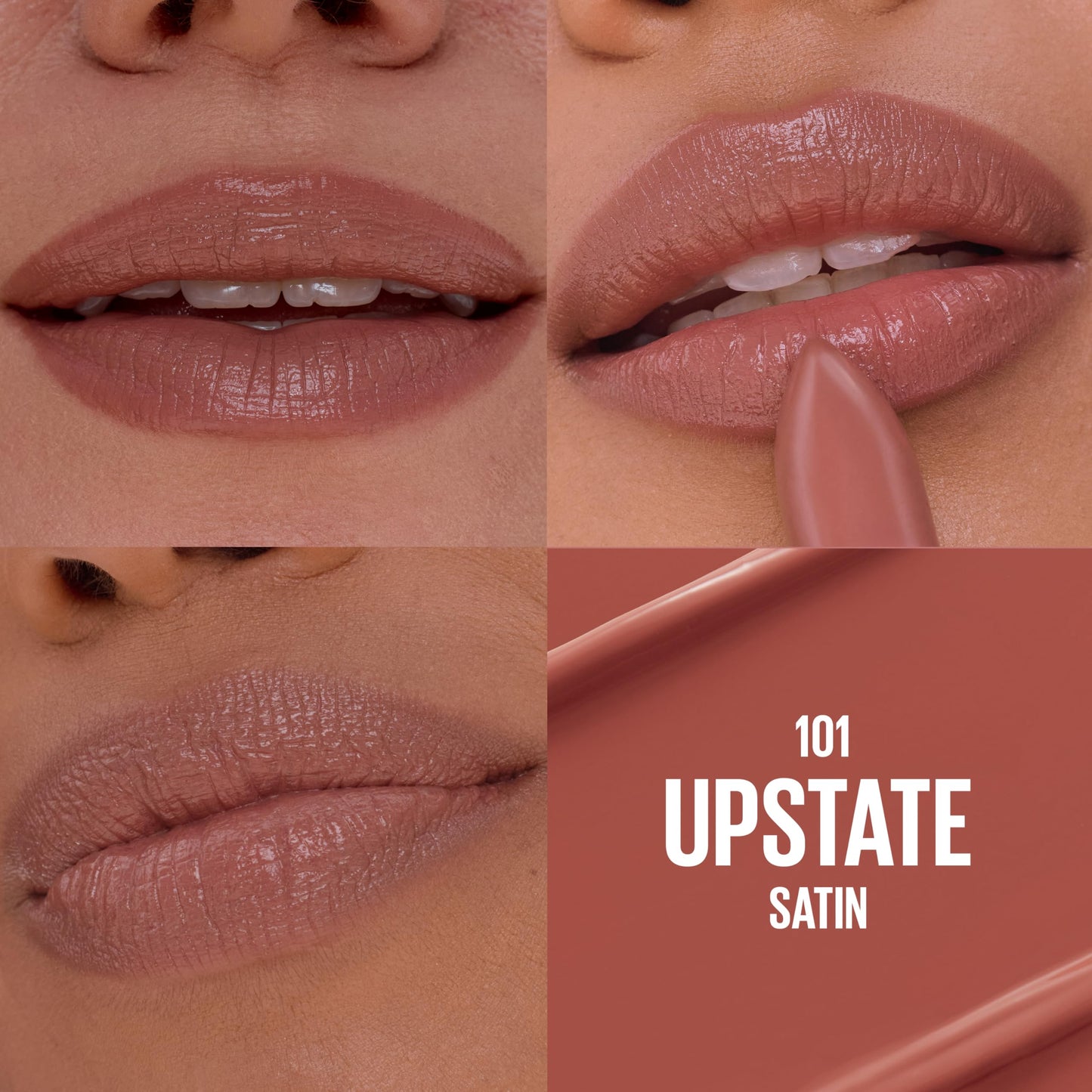 MAYBELLINE Serum Lipstick, Hydrating Lip Makeup with 8HRs of Lip Plumping Moisture with Hyaluronic Acid + Oil Blend, Upstate (Light Cool Brown Satin) Beauty & Personal Care MAYBELLINE